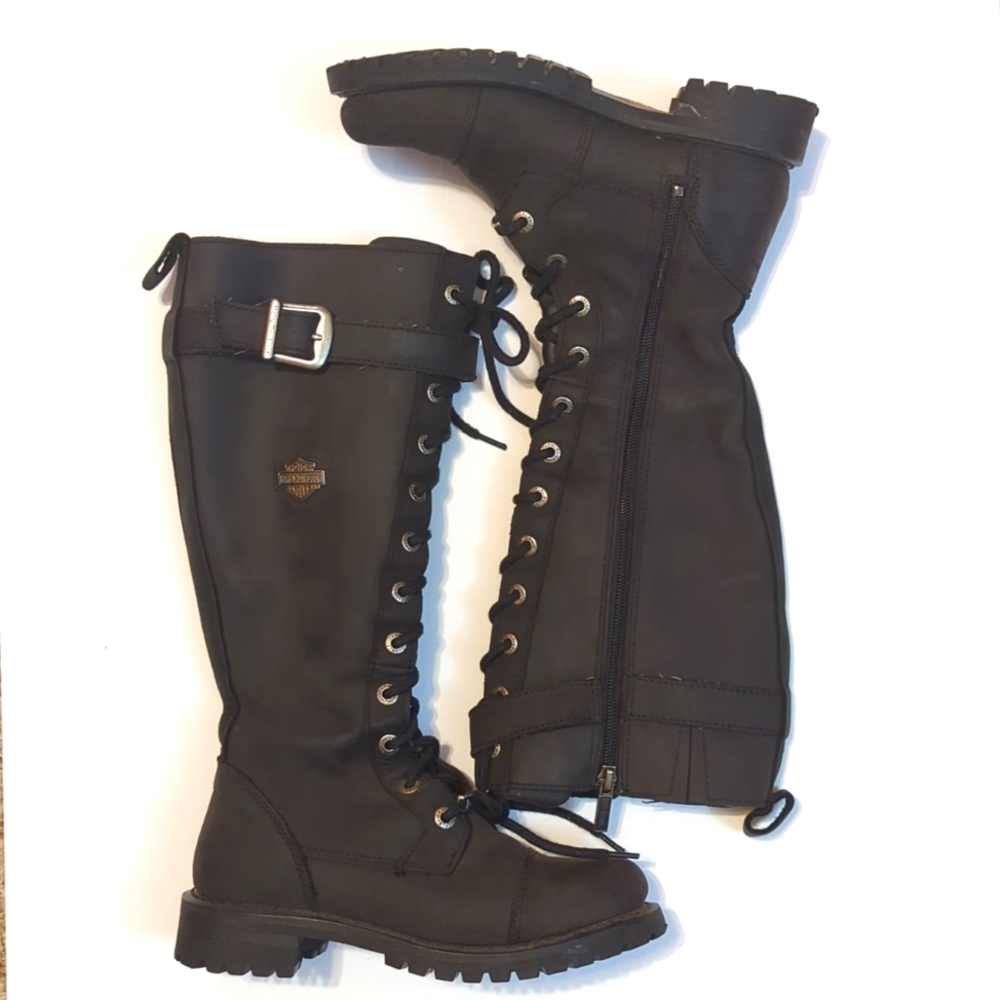 Harley-Davidson Women's Savannah Black Leather 14-In. Motorcycle Boots D81489, 6